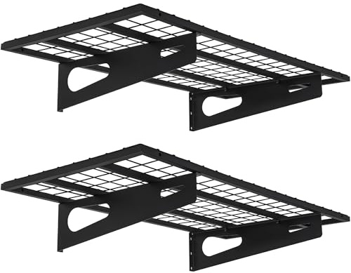 Jowkou Garage Wall Shelving, Garage Shelving Shelves Wall Mounted, Over Door Storage Rack, Heavy Duty 2-Pack 90x45cm 180kg Capacity, Wall Mounted Shelves for Shed Workshop