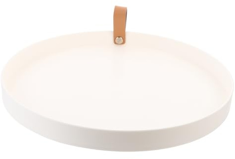 UKCOCO Vassoio Portaoggetti Piccolo in Pu Pelle Manico Bianco, Organizzatore Da Bagno Multifunzione Per Cosmetici e Gioielli, Vassoio Riutilizzabile Per Uso Quotidiano e Scrivania