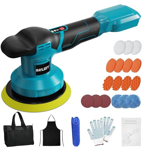 Poliermaschine Auto für Makita 18V LXT-Akku, 6 Zoll Exzenterpolierer Poliermaschine mit 3 Variablen Geschwindigkeiten(550-6000 U/min), 23pcs Politur-Set für Wachsen/Autodetaillierung (Ohne Akku)