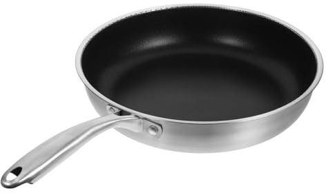 GLEAVI Padella Antiaderente in Acciaio Inox 30 Cm Fondo a Nido D’ape Per Cottura a Induzione, Manico Ergonomico Antiscivolo, Per Friggere Uova e Bistecche in Cucina Domestica