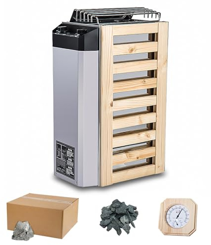 LADECNERHT Stufa per Sauna, 3,6 Kw 220 V, Stufa Elettrica per Sauna a Controllo Interno, Stufa Elettrica per Sauna a Vapore Secco in Acciaio Inox, Riscaldamento Rapido per Sauna, Spa, Doccia