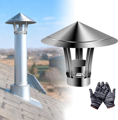 5-30cm Comignolo In Acciaio Inox, Cappa Antipioggia per Camino Copertura Del Camino Tetto, Canna Fumaria Cappello per condotti di stufe e caminetti(13cm(5.12 in))
