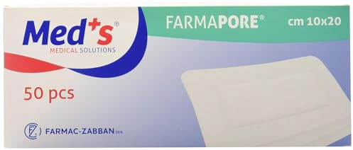 Med's 1206311020M Farmapore Cerotti Medicazione Adesiva 10 x 20 cm, 2 confezioni da 50 pezzi