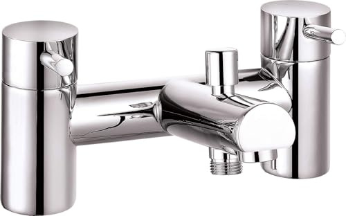 VeeBath Dixon Round Bath Shower Mixer with Kit, Waterfall Bathroom Bathtub Mixer Tap Set and Bath Filler Tub Mixer with Shower Head- Chrome