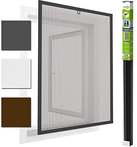 Insektenschutzfenster Alu Fliegengitter 130 x 150 cm easyLINE Grau