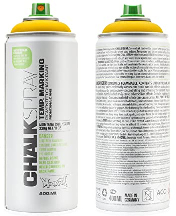 Montana Cans Chalk Spray Color Paint, 400ml, Yellow, 13.5 Fl Oz (Pack of 1)