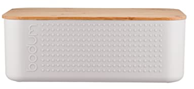 BODUM 11740-913 Scatola per pane piccola bistrot, Plastica, Legno, 19,39 x 29,4 x 10,7 cm, Bianco, Piccola