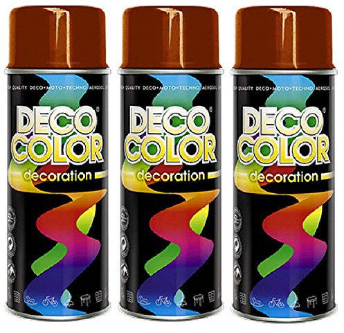 Deco Color 3er Sparpack DC Lackspray glänzend 400ml nach RAL freie Farbauswahl (3 Dosen in rubinrot glanz RAL 3003)