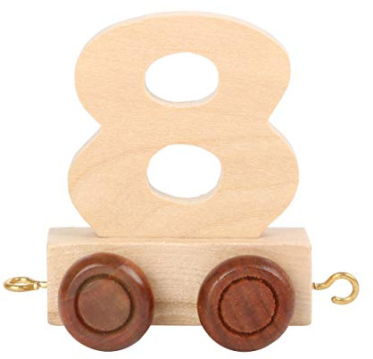 small foot 10560 Zahlenzug 8 aus Natürlichem Holz mit Vier Kleinen Rädern sowie Verbindungsmöglichkeit mit Anderen Zahlenzügen