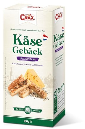 Cräx Käse-Blätterteig Stäbchen Mix (Käse, Sesam, Mandel, Kümmel) 100 g, 10er Pack (10 x 100 g)