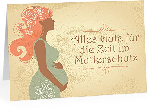 XXL Abschiedskarte (A4) | Mutterschutz - Vintage Edel | mit Umschlag | edle und hochwertige Klappkarte | Zum Abschied Baby-Pause | Große Karte für Ihre Kollegin | Maxi Karte | Überformat