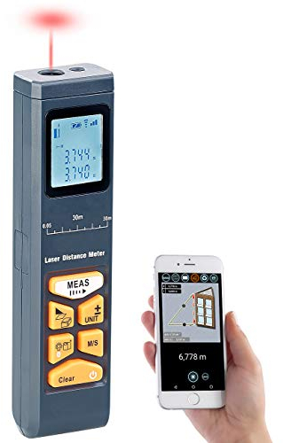 AGT Lasermessgerät: Laser-Entfernungsmesser mit LCD & Bluetooth, Messbereich 5 cm - 30 m (Distanzmesser, Digitaler Zollstock, Werkzeugkoffer)