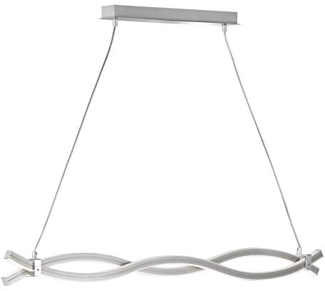 Reality Leuchten LED Pendelleuchte Wave R32352107, Metall, Nickel matt, Acryl weiß, 25 Watt