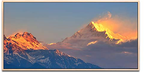 Himalaya Gebirge ca. 130x70cm Wandbild inklusive Schattenfugenrahmen naturfarbend - Panorama Leinwand Bild XXL Format Wandbilder Wohnzimmer Wohnung Deko Kunstdrucke
