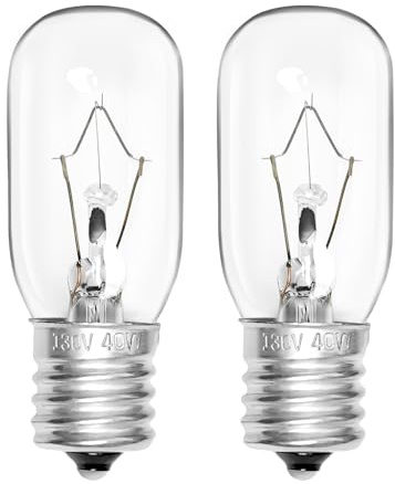 Belleone 2pcs Microwave Bulb WB36X10003-130V 40W Oven Light Bulb Compatible with GE LG Frigidaire Ken-More, Universal Type Stove Incandescent Warm White Light Lamp Replacement E17 Base Socket