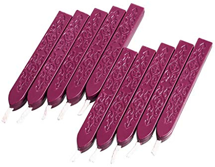 10 Stück Siegelwachs Siegelstangen mit Dochten für Einladungskarten Versandbriefe Briefumschläge Stempel Siegelstempel Weinrot