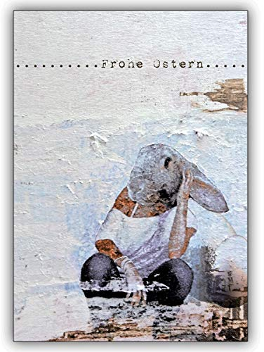 16 Osterkarten (16er Set): Künstler Oster Grußkarte mit Photomontage Osterhase • Klappkarten im Set mit Umschlägen als Oster Grußkarten, Gutschein, Geschenk-karten