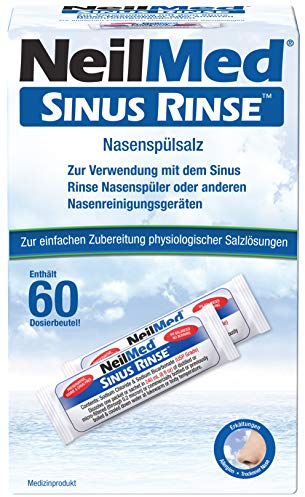 NeilMed Nasenspülsalz 60 Beutel – Salzlösung für Nasendusche, Isotonische Nasenspülung, Sanfte Nasenreinigung gegen Schnupfen & Allergien
