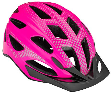 Schwinn Beam Lighted Helmet for Adults, Pink, Size 58 - 62 cm for Riders Ages 14+, Rear LED Light, Reflective Strips, Adjustable Dial and Straps, 17 Air Vents, Removable Visor, Adult Bike Helmet