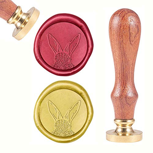 craspire Retro Siegellack Stempel Schick, Kaninchen Wachs-Siegel-Stempel Abnehmbar Dichtungsstempelkopf Aus Messing Holzgriff Für Hochzeitsgeschenkverpackung Briefe Weinpakete