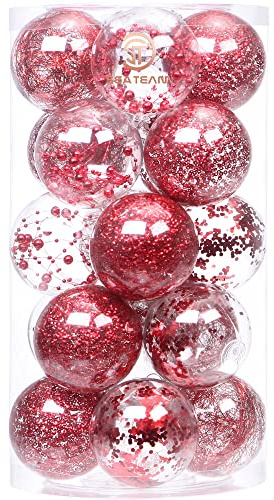 Sea Team 80mm/3.15 Feine dekorative Kleinigkeit mit Gemälde & funkelndem Weihnachtsbaumschmuck als Thema, Christbaumkugel-Set—20 Stück