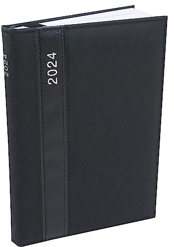 Buchkalender 2026 A5 - Lederoptik Design Chefplaner 2026 A5 Business Planer Terminkalender mit Jahreskalender Kalenderbuch Terminplaner Kalender 2026 (Schwarz)