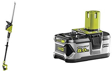 Ryobi ONE+ 18V OPT1845 Cordless Pole Hedge Trimmer, 45cm Blade (Body Only) & RB18L50 ONE+ Lithium+ 5.0Ah Battery, 18 V