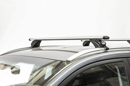 Barres de Toit en Aluminium RIC-KING1 compatibles avec Opel Zafira C Tourer de 2011 à 2019 avec Mains courantes Basses intégrées