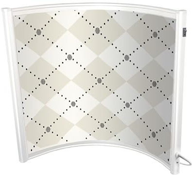 Könighaus Infrarotheizung Standgerät | Infrarot Bogenheizung - 300W mit TÜV/GS + 5 Jahre Herstellergarantie ✓ Ideal als Schreibtisch Heizung ✓ fester Stand ✓- Weiß Kariert - 300W