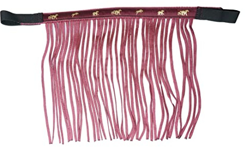 Frange mouche cheval masque mouches avec franges & fermeture bonnet anti-mouches pour shetty, poney, cob, sang chaud, kb (pony, bordeaux)