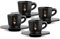 Bialetti tazze da espresso ottagonali set di 4 con piattino in porcellana nera