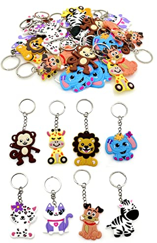 JZK 32 x Gommi Portachiavi Animali set Silicone Porta Chiavi Bambini bomboniera pensierino omaggi regalino Gadget Ringraziamento Dopo Festa Compleanno Giocattoli Bambina Bambino