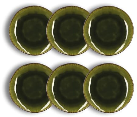 OGO LIVING - Lot de 6 assiettes à dessert META en grès vert 20cm - 2614319