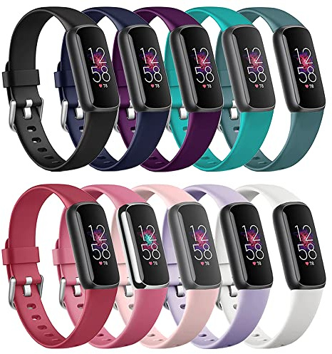 Kompatibel med Fitbit Luxe Herr Dam Ersättningsarmband, Luxe Mjukt silikon Vattentätt armband Justerbart Sport Handledsrem Tillbehör Fashionabla och färgglada Armband (L)