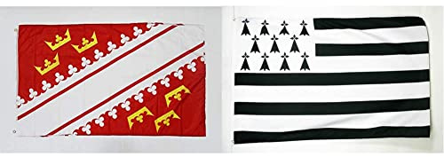 AZ FLAG Drapeau Alsace 150x90cm - Drapeau alsacien - Province d'Alsace 90 x 150 cm Polyester léger & Drapeau Bretagne 150x90cm - Drapeau Breton - France 90 x 150 cm Polyester léger