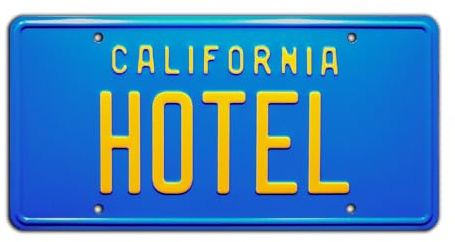 Celebrity Machines | The Eagles | Hotel California | Vanity Plate, Stamped Aluminum, Metal Decorative Tag, Corrosion Resistant, Quality Novelty Sign, Wall Decoration, Wall Hanging