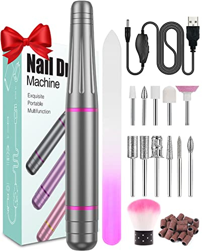 Nail Drill, Electric Nail Files for Acrylic and Gel Nails, Professional Nail Drill Machine, Portable Efile for Shaping, Fixing, Smoothing Nails and Cuticles
