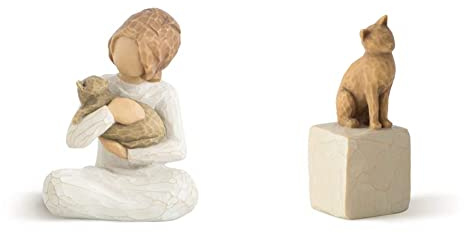 Willow Tree 26218 Figur Liebenswürdigkeit Mädchen, 5,1 x 3,8 x 7,6 cm & Love My Cat Light Figurine, Mehrfarbig