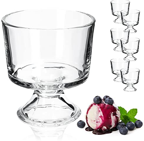 KADAX Copas de Helado de 280 ml, Vasos de Vidrio Transparente con Base Elegante para Postres, Copa de Cristal para Coctel de Marisco y Gambas (Juego de 6)
