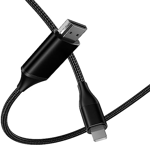 HDMI Cable for iPhone 2m Upgraded 1080P HDTV HDMI Cable Adapter Connector Digital AV Video Sync Screen Compatible Converter for iPhone/iPad Devices No Power Required Black
