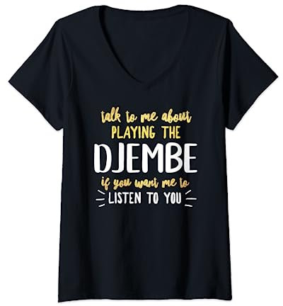 Lustiges Djembe Design zum Musikspielen für Damen und Herren T-Shirt mit V-Ausschnitt