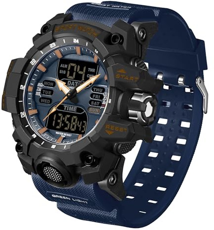 Militär Uhren Herren Armbanduhr Herrenuhr Digital Uhr Tactical Watches for Men Sportuhren für Herren Outdoor Digitaluhr für Jungen LED-Leuchtdisplay mit Analogen Zeigern und Digitalen Zahlen