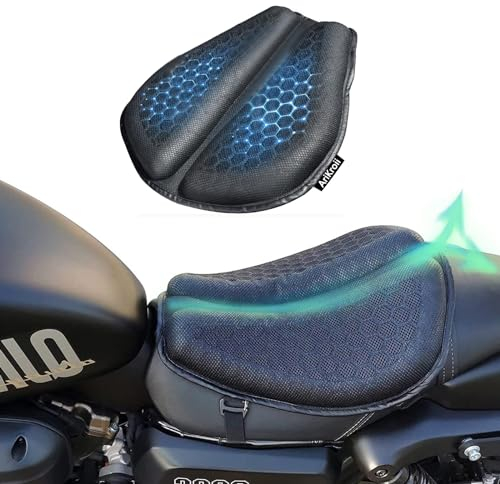 AriKroii Foldable Motorcycle Gel Seat Cushion,Motorcycle Seat Cover Large 3D Honeycomb Structure,Shock Absorption & Breathable,Motorbike Gel Pad,Suitable for Long Rides,Motorbike Accessories