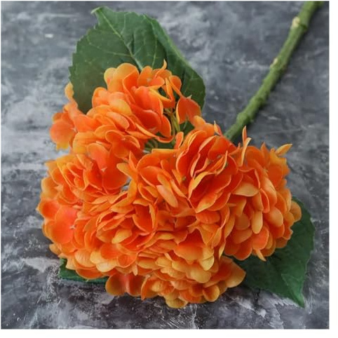 Flor Artificial 5 PCS Hortensia Flores Artificiales Decoración del Hotel Flor Decoración de la Boda Flores Artificiales Decoración hogareña (Color : Orange)