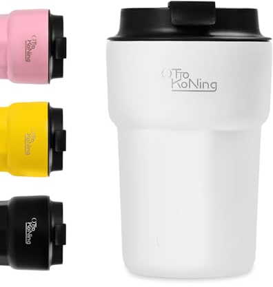 Otto Koning Tazza da Viaggio 350ML, Tazza Termica isolata con coperchio a prova di perdite, tazze da caffè riutilizzabili per i viaggi, tazza da caffè per caffè caldo e freddo, acqua e tè