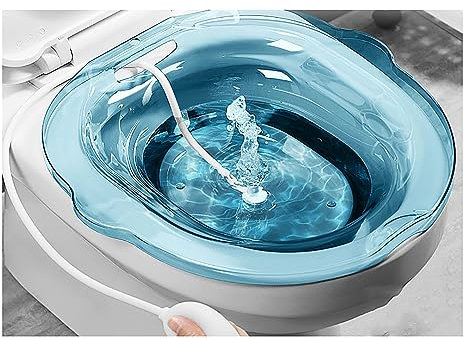 Sitzbad, Sitzbad für die Toiletten-Hämorrhoiden-Pflege nach der Geburt. Vaginales Dampfwannenbecken für Hämorrhoiden und die Pflege nach der Geburt, passend für die meisten Toilettenformen, Blau,