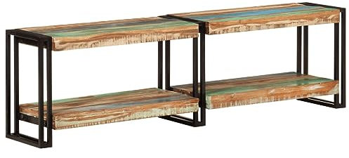 BaraSh TV-Schrank 140x30x40 cm Massives Altholz Fernseher Schrank Modern Longboard Wohnzimmer