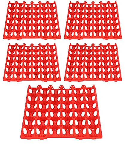 5 Cartoni Per Uova, Cassetta Per Uova da 30 Celle, Contenitori Per Uova in Plastica Riutilizzabili, Supporti Per Vassoi Per Uova di Gallina, Per Allevamento di Polli al Pascolo Familiare(红色)
