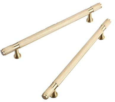 SZLXJMFL Schrankgriffe Gold Vintage, 2 Kabinett Küche Griffe Massive Messing | Gebürstetem Kupfer, Möbelgriff Länge: 50/116/148/180/212/280/380 mm Bügelgriff Mit Befestigungsschrauben-280mm/11in