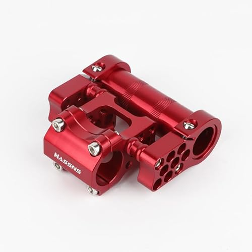 QmeNa MTB Vorbau Fahrrad Lenker Vorbau Doppel Klapp Fahrrad Tisch Brücke Griff Bar Kurze Power Radfahren Stange Einstellbare Vorbau Riser 25,4 Vorbau Fahrrad (Color : HA Red)